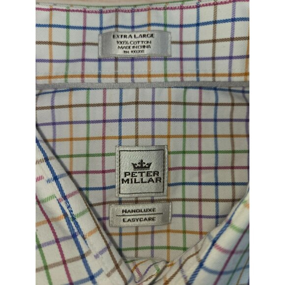 Peter Millar Mens Nanoluxe Dress Shirt XL Gingham Cotton - Picture 5 of 6